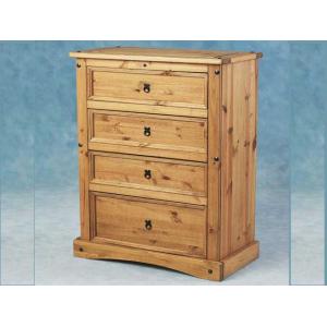 Central 4 Drawer Chest In Waxed Pine