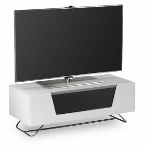 Clutton LCD TV Stand In White With Chrome Base