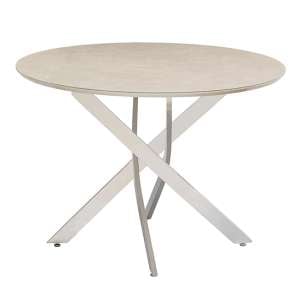 Caprika Marble Effect Round Dining Table In Taupe