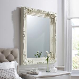 Louisa Baroque Style Wall Mirror In Matt Cream