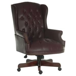 Chairman Traditional Faux Leather Executive Chair In Burgundy