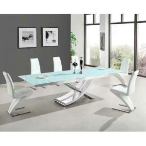 Chanelle Glass Extendable Dining Table And 6 Demi White Chairs
