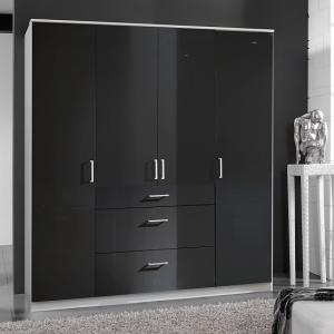 Alton Wardrobe In Gloss Black And Alpine White With 4 Doors