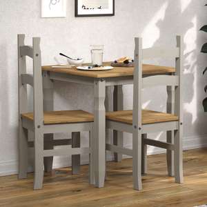 Consett Wooden Dining Set In Grey With 2 Chairs