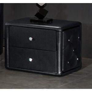 Verona Contemporary 2 Drawer Black Faux Leather Bedside Cabinet