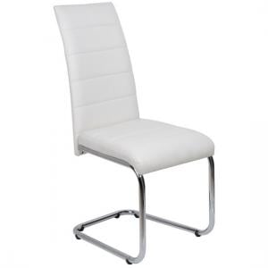 Daryl Faux Leather Dining Chair In White With Chrome Legs