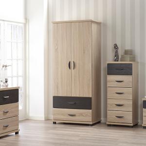 Margate Wardrobe In Sonoma Oak And Black With 2 Doors
