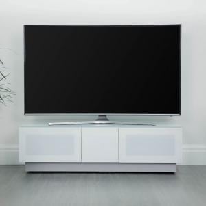 Crick LCD TV Stand Medium In White With Glass Door