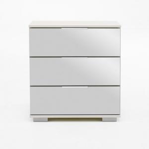 Easy Plus Bedside Cabinet High In White Alpine With Mirror Front