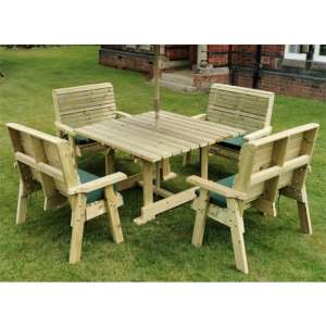 Erog Square Wooden Dining Set With 4 Benches
