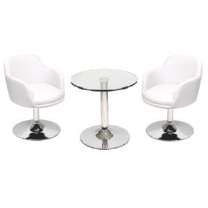 Bar Table Sets And Stools Furniture In Fashion Belize Bistro Table In Clear Gl And 2 White Bucketeer Chairs