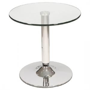 Belize Round Clear Glass Bistro Side Table With Chrome Base