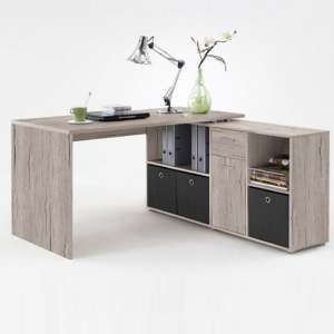 Flexi Wooden Corner Computer Desk In Sand Oak