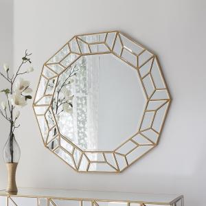 Penrith Modern Wall Mirror Decagon In Painted Gold