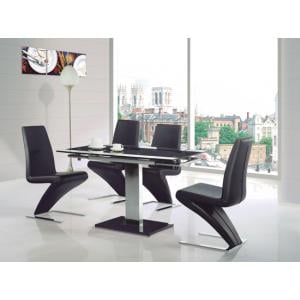 Enke Glass Extending Dining Table With 4 Z Chairs Black