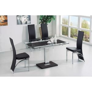 Enke Black Glass Extending Dining Table And 4 Romeo Dining Chair