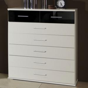 Gastineau Chest Of Drawers In White And Black With 5+2 Drawers