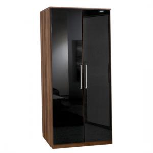 Gastineau 2 Door Wardrobe In Walnut And Black