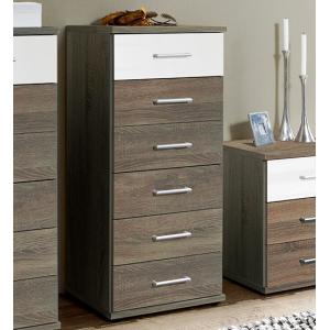Gastineau 6 Drawers Tall Chest In Oak And White