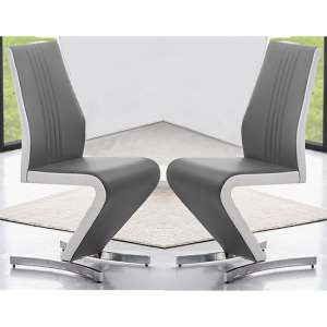 Gia Grey And White Faux Leather Dining Chairs In Pair