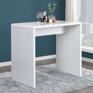 Glacier Rectangular High Gloss Bar Table In White