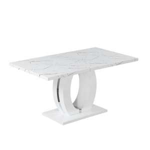 Halo High Gloss Dining Table In White And Vida Marble Effect