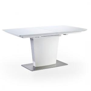 Perry Extendable Dining Table In Matt White With Glass Top
