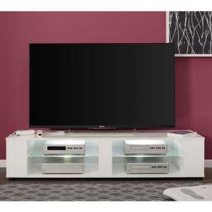 Hennes Wall And Floor LED TV Stand In White High Gloss