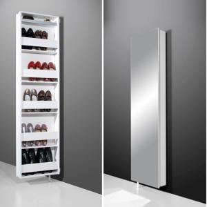 Igma Mirrored Rotating Shoe Storage Cabinet In White