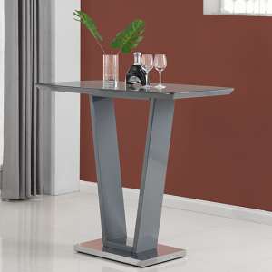 Ilko Rectangular Glass Top High Gloss Bar Table In Grey