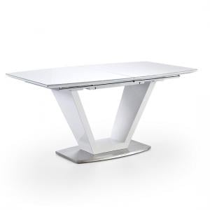 Wesley Extendable Dining Table In Gloss White And Glass Top