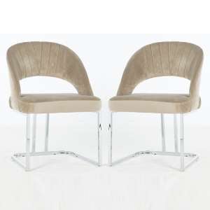Isleworth Mink Velvet Dining Chairs In Pair