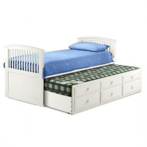 Hensley Cabin Bed With 3 Drawer In White Stone Finish