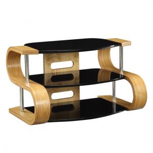 Curved LCD TV Stand In Wooden Oak Veneer