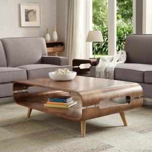 Marin Wooden Coffee Table In Walnut With Spindle Shape Legs
