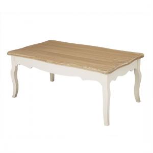 Jedburgh Coffee Table In Distressed Wooden Top And Cream Legs