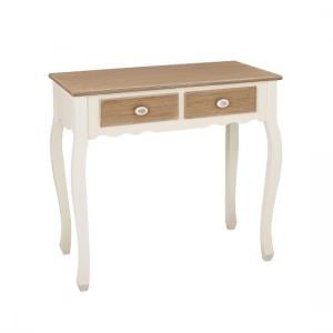 Jedburgh Console Table In Distressed Wooden Top And Cream Legs