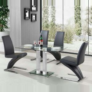 Jet Small Clear Glass Dining Table With 4 Demi Chairs In Grey