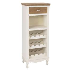 Jedburgh Wooden Display Cabinet In Cream With Wine Rack
