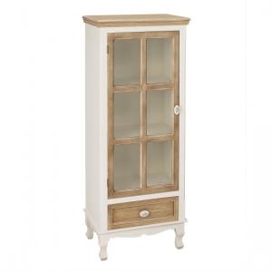 Jedburgh Display Cabinet In Cream And Distressed Wooden Effect