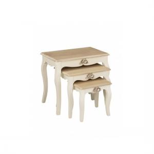 Jedburgh 3 Nesting Tables In Cream And Distressed Effect