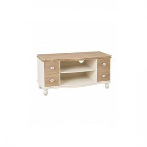 Jedburgh TV Stand In Cream And Distressed Wooden Effect
