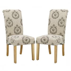 Autumn Dining Chair In Regal Style Fabric And Oak legs in A Pair