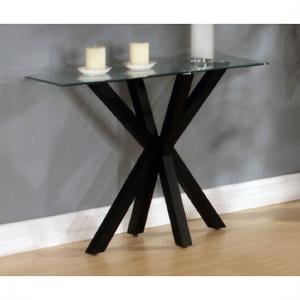 Alissa High Gloss Black Finish Clear Glass Top Console Table