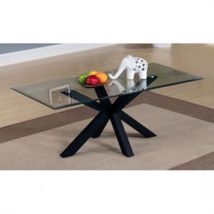 Alissa High Gloss Black finish Clear Glass Top Coffee Table