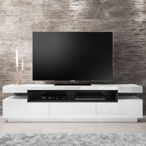 Laura High Gloss TV Stand With 3 Drawers In White