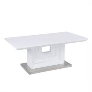 Palma White High Gloss Coffee Table With Brushed Metal Base