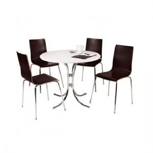 Norley 4 Seater Bistro Set In White And Wenge With Chrome Frame