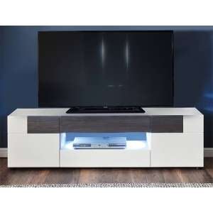 Madsen TV Stand And Top In White With High Gloss Fronts And LED
