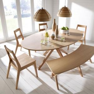 Marstow Contemporary Oval Wooden Dining Table In White Oak